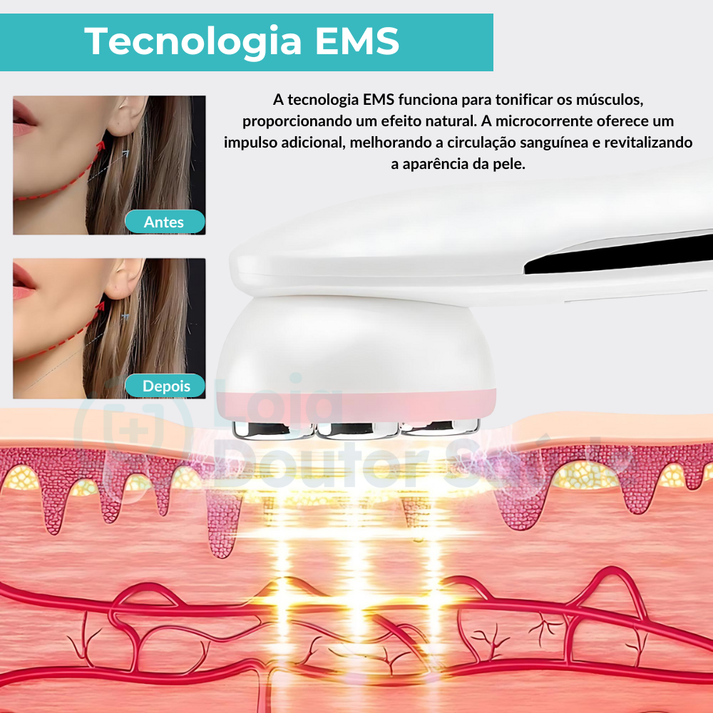 Massageador Facial Com Radiofrequência E Luz LED 5 Em 1